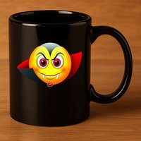 Vampire Halloween Emoji 11oz C Handle Ceramic Mug