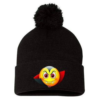 Vampire Halloween Emoji Pom Pom 12in Knit Beanie