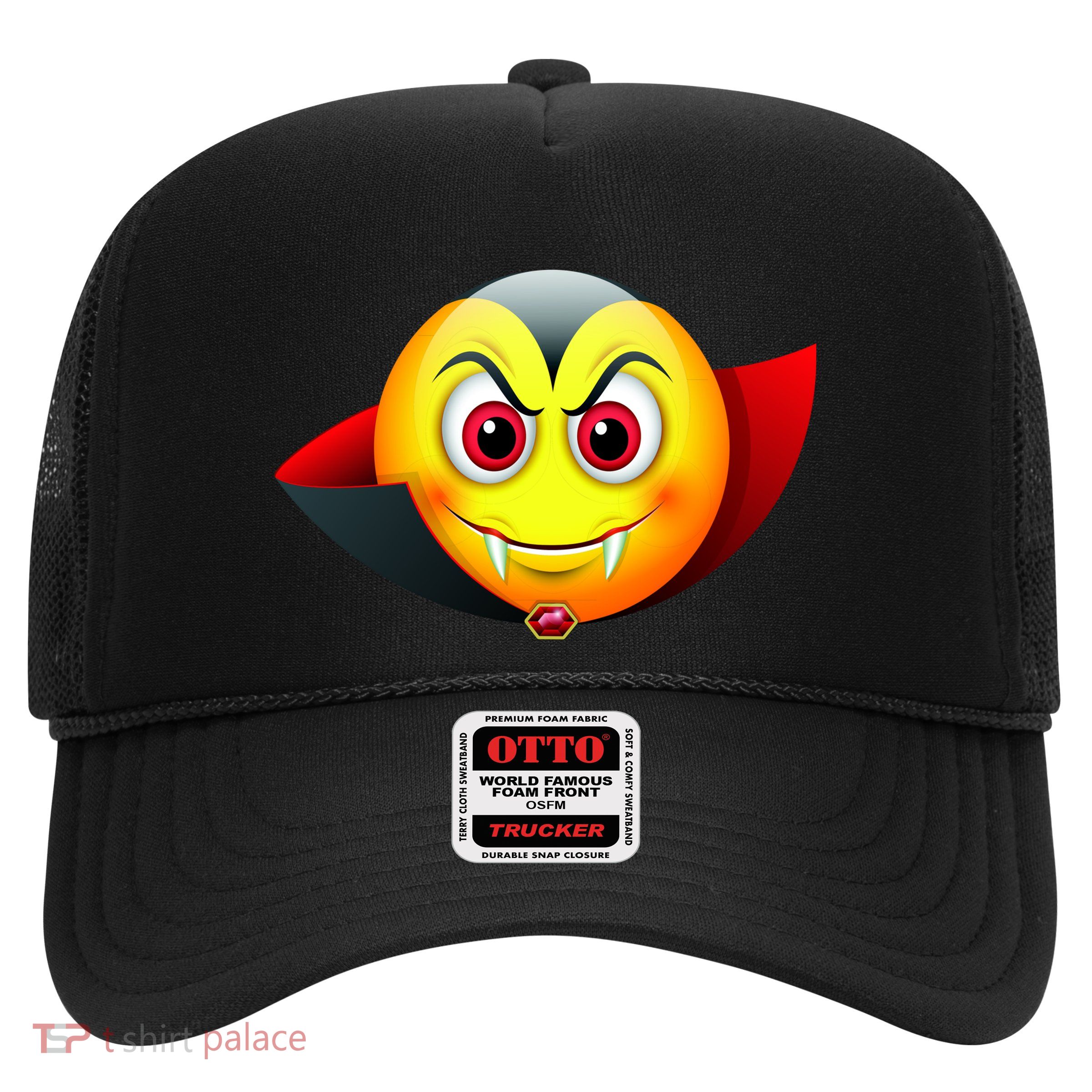 Vampire Halloween Emoji Trucker Hat