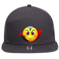 Vampire Halloween Emoji 7 Panel Mesh Trucker Snapback Hat