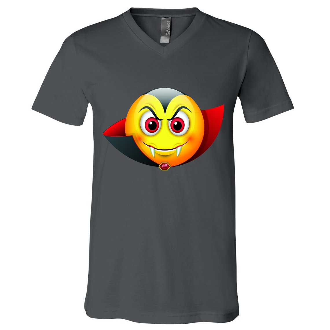 Vampire Halloween Emoji V-Neck T-Shirt
