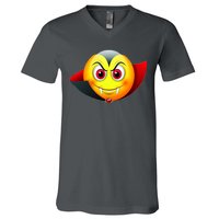 Vampire Halloween Emoji V-Neck T-Shirt