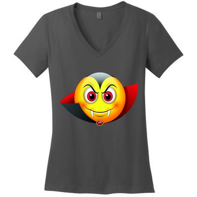 Vampire Halloween Emoji Women's V-Neck T-Shirt