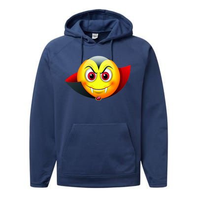 Vampire Halloween Emoji Performance Fleece Hoodie