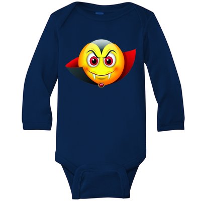 Vampire Halloween Emoji Baby Long Sleeve Bodysuit