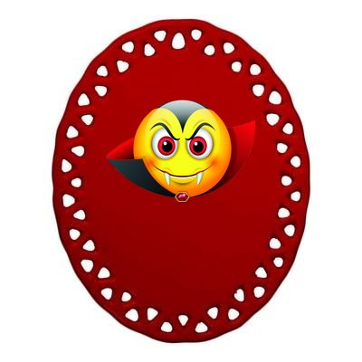 Vampire Halloween Emoji Ceramic Oval Ornament