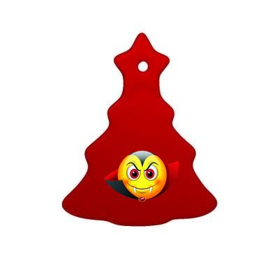 Vampire Halloween Emoji Ceramic Tree Ornament