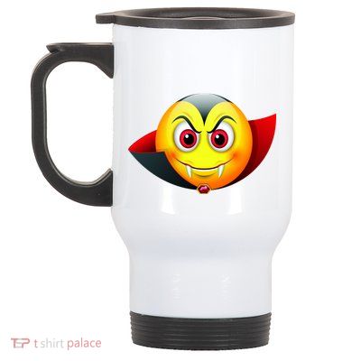 Vampire Halloween Emoji Stainless Steel Travel Mug