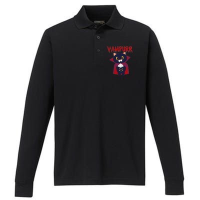 Vampurr Vampire Cat Performance Long Sleeve Polo