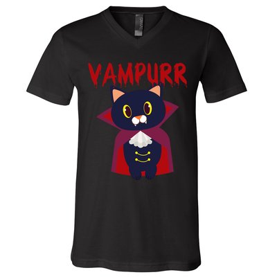 Vampurr Vampire Cat V-Neck T-Shirt