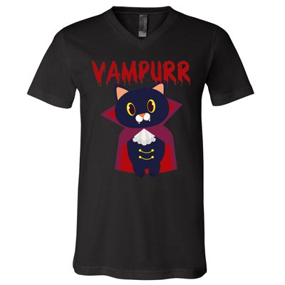 Vampurr Vampire Cat V-Neck T-Shirt