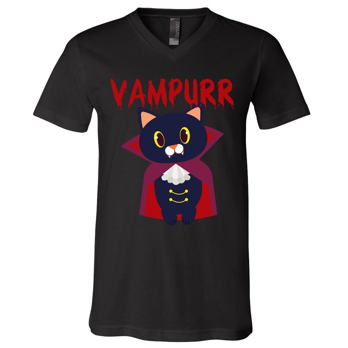 Vampurr Vampire Cat V-Neck T-Shirt
