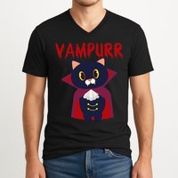 Vampurr Vampire Cat V-Neck T-Shirt