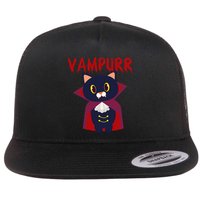 Vampurr Vampire Cat Flat Bill Trucker Hat