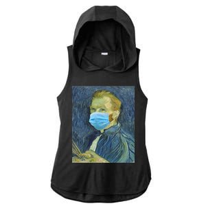 Van Gogh Funny Quarantine Mask Ladies PosiCharge Tri-Blend Wicking Draft Hoodie Tank