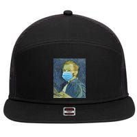Van Gogh Funny Quarantine Mask 7 Panel Mesh Trucker Snapback Hat