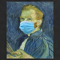 Van Gogh Funny Quarantine Mask 7 Panel Mesh Trucker Snapback Hat