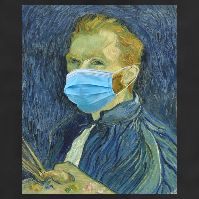 Van Gogh Funny Quarantine Mask 7 Panel Mesh Trucker Snapback Hat