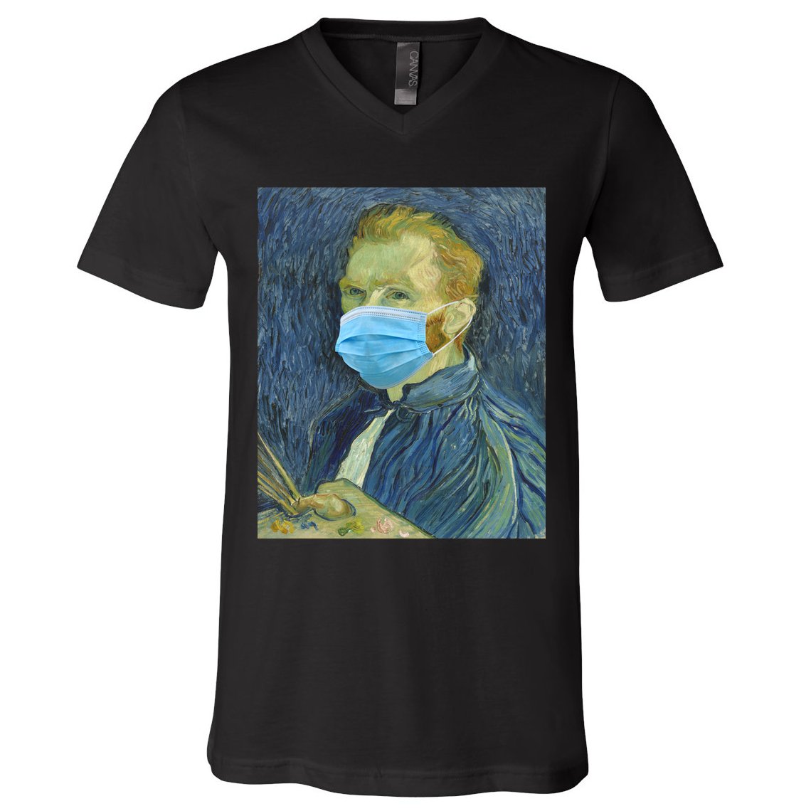 Van Gogh Funny Quarantine Mask V-Neck T-Shirt