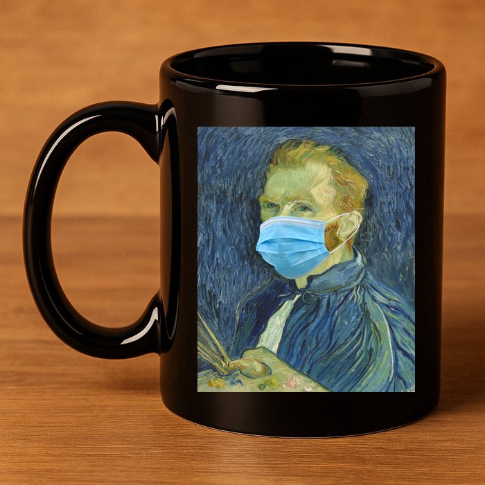 Van Gogh Funny Quarantine Mask 11oz C Handle Ceramic Mug