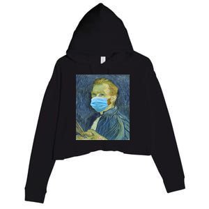 Van Gogh Funny Quarantine Mask Crop Fleece Hoodie