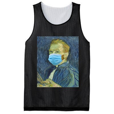 Van Gogh Funny Quarantine Mask Mesh Reversible Basketball Jersey Tank