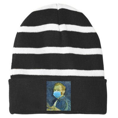 Van Gogh Funny Quarantine Mask Striped Beanie with Solid Band