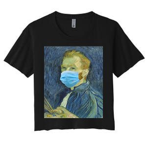 Van Gogh Funny Quarantine Mask Women's Crop Top Tee