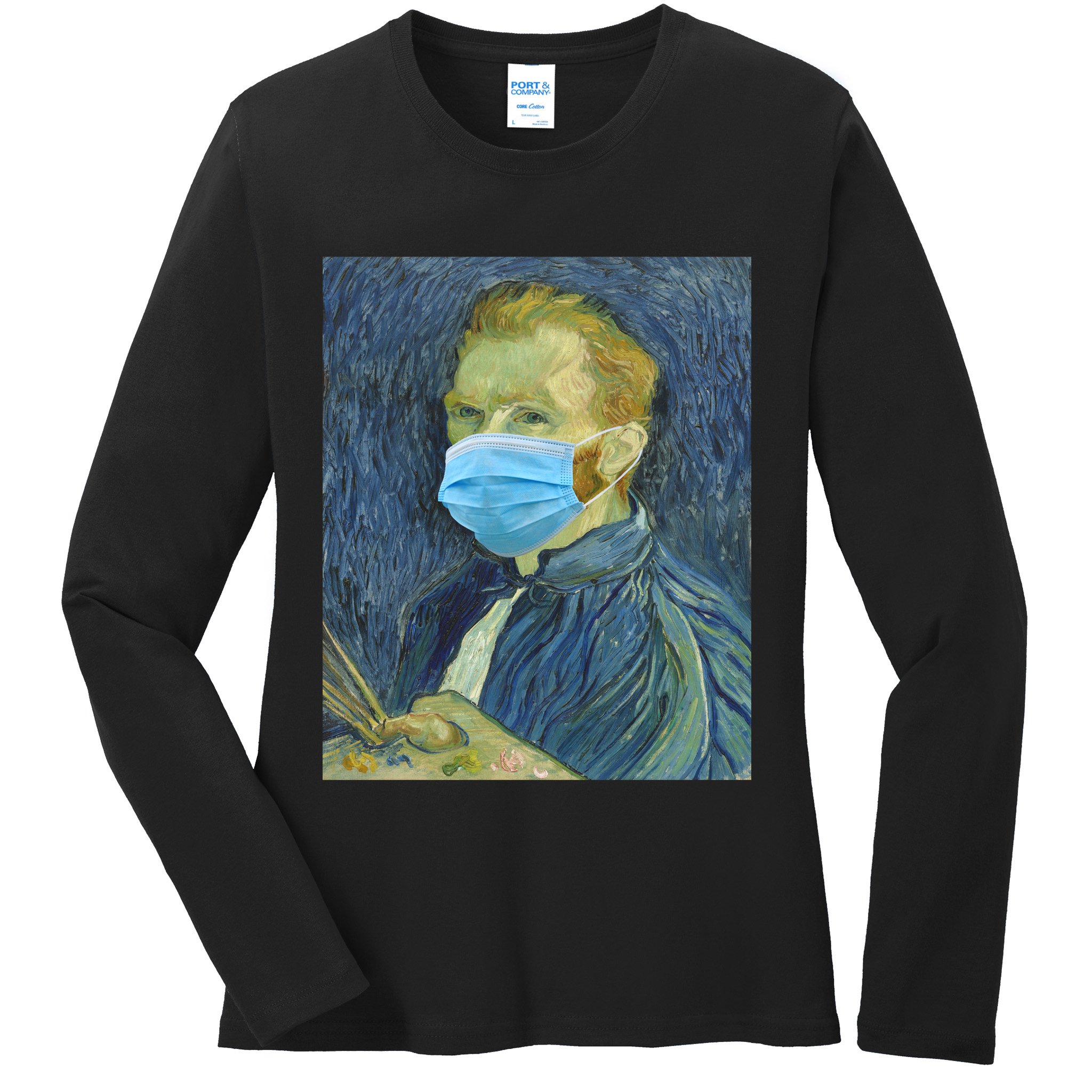 Van Gogh Funny Quarantine Mask Ladies Long Sleeve Shirt