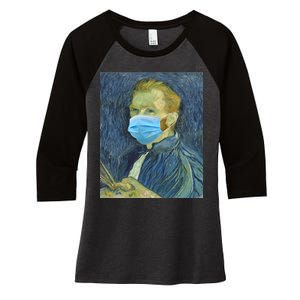 Van Gogh Funny Quarantine Mask Women's Tri-Blend 3/4-Sleeve Raglan Shirt