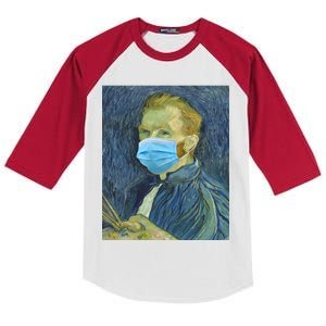 Van Gogh Funny Quarantine Mask Kids Colorblock Raglan Jersey