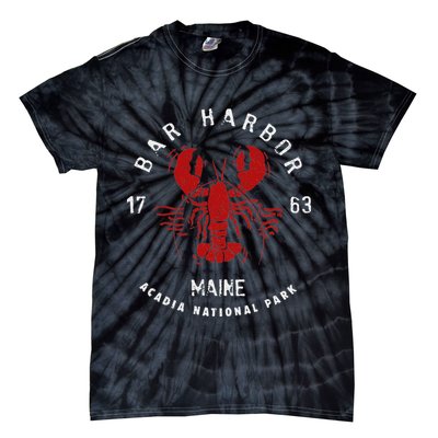 Vintage Acadia National Park Bar Harbor Maine Lobster Funny Tie-Dye T-Shirt