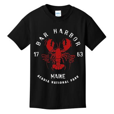 Vintage Acadia National Park Bar Harbor Maine Lobster Funny Kids T-Shirt
