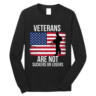 Veterans Are Not Suckers Or Losers Biden 2020 Anti Trump Long Sleeve Shirt