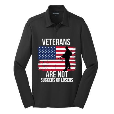 Veterans Are Not Suckers Or Losers Biden 2020 Anti Trump Silk Touch Performance Long Sleeve Polo