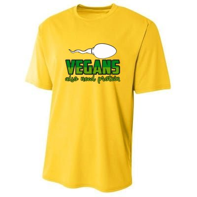 Vegans Also Need Protein Vegan Funny Saying Gift Youth Performance Sprint T-Shirt