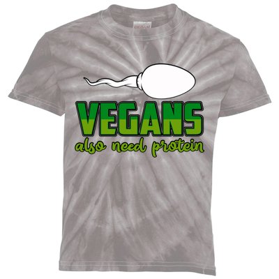 Vegans Also Need Protein Vegan Funny Saying Gift Kids Tie-Dye T-Shirt