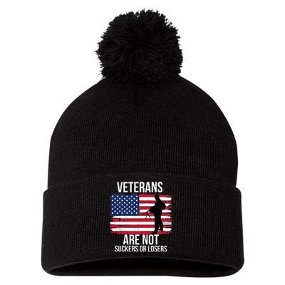 Veterans Are Not Suckers Or Losers Biden 2024 Pom Pom 12in Knit Beanie