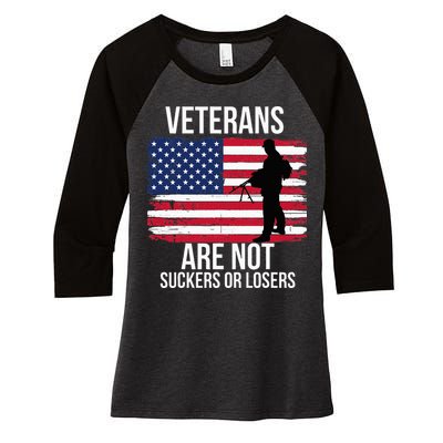 Veterans Are Not Suckers Or Losers Biden 2024 Women's Tri-Blend 3/4-Sleeve Raglan Shirt