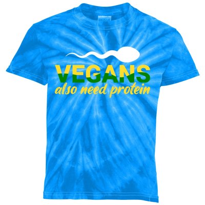 Vegans Also Need Protein Gift Kids Tie-Dye T-Shirt