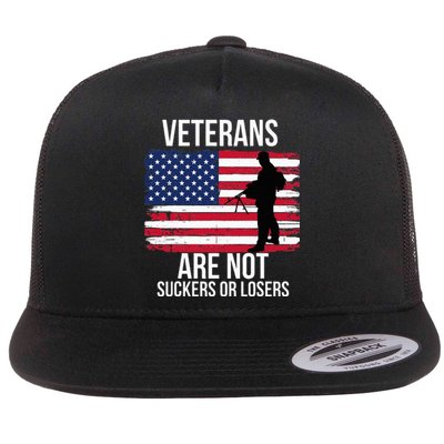 Veterans Are Not Suckers Or Losers Biden 2020 Anti Trump Flat Bill Trucker Hat