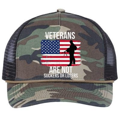 Veterans Are Not Suckers Or Losers Biden 2020 Anti Trump Retro Rope Trucker Hat Cap