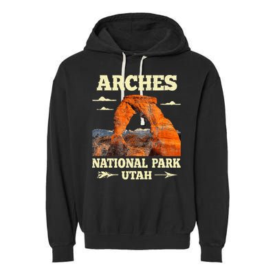 Vintage Arches National Park Retro Garment-Dyed Fleece Hoodie