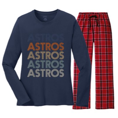 Vintage Astros Name Throwback Retro Apparel Gift  Wo Women's Long Sleeve Flannel Pajama Set 