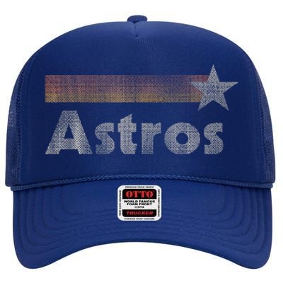 Vintage A.stros Name Retro Throwback 70s 80s Gift High Crown Mesh Back Trucker Hat