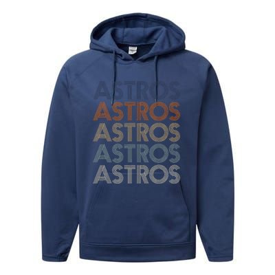 Vintage Astros Name Throwback Retro Apparel Gift Wo Performance Fleece Hoodie