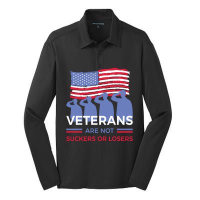 Veterans Are Not Suckers Or Losers Silk Touch Performance Long Sleeve Polo