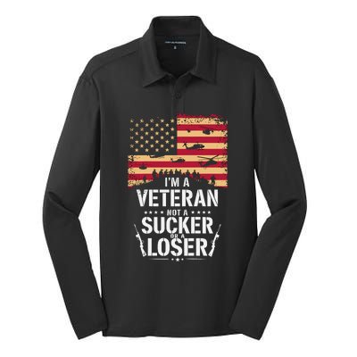 Veterans Are Not Suckers Or Losers Silk Touch Performance Long Sleeve Polo