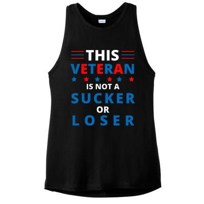 Veterans Are Not Suckers Or Losers Patriotic Pride Ladies PosiCharge Tri-Blend Wicking Tank