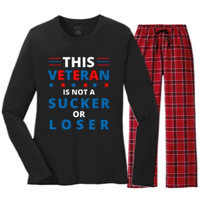 Veterans Are Not Suckers Or Losers Patriotic Pride Women's Long Sleeve Flannel Pajama Set 